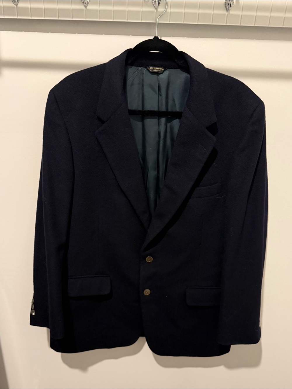 Classic Navy Sport Coat Blazer 100% cashmere with Notch Lapel